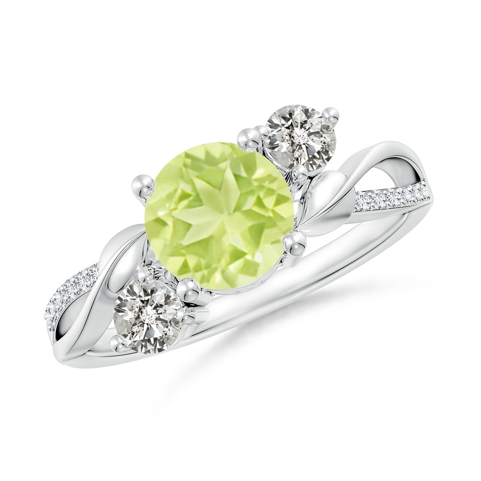 7mm A Peridot and Diamond Twisted Vine Ring in P950 Platinum 