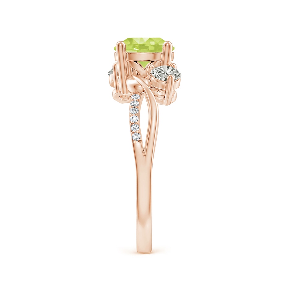 7mm A Peridot and Diamond Twisted Vine Ring in Rose Gold side 299