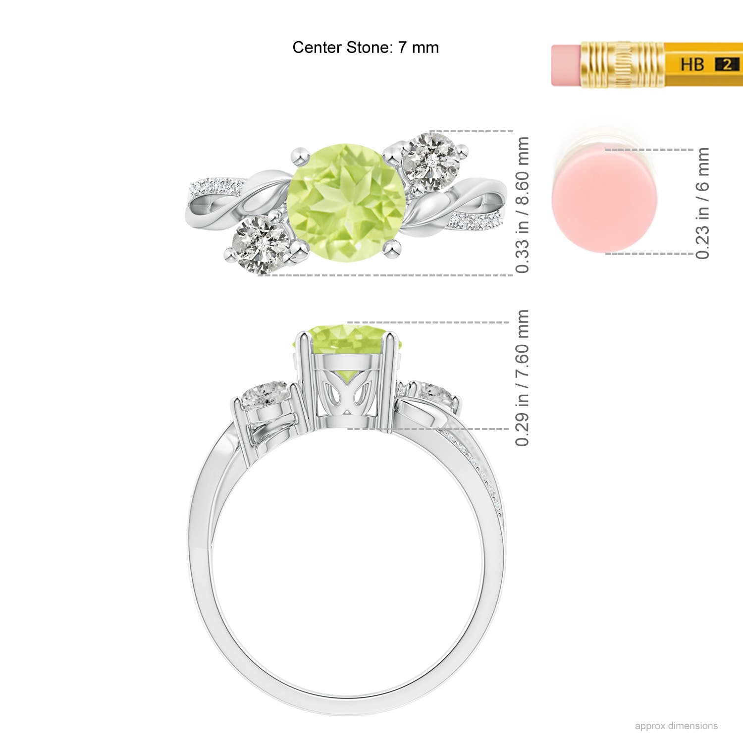 A - Peridot / 1.78 CT / 14 KT White Gold