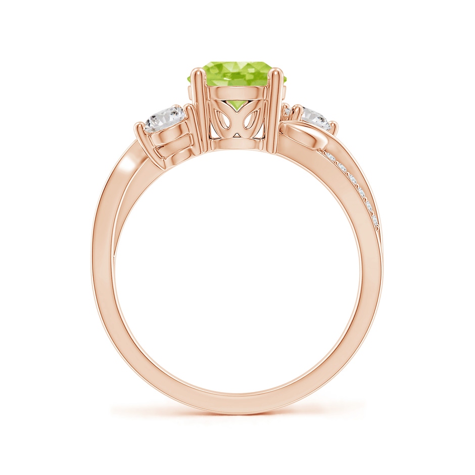 7mm AA Peridot and Diamond Twisted Vine Ring in Rose Gold side 199