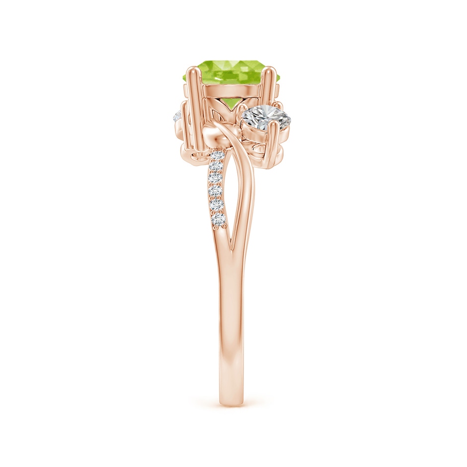 7mm AA Peridot and Diamond Twisted Vine Ring in Rose Gold side 299