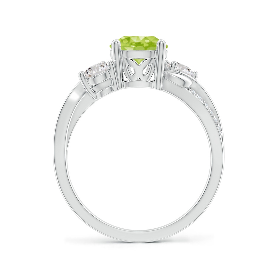 7mm AA Peridot and Diamond Twisted Vine Ring in White Gold side 199