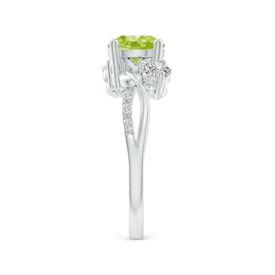 7mm AA Peridot and Diamond Twisted Vine Ring in White Gold side 299