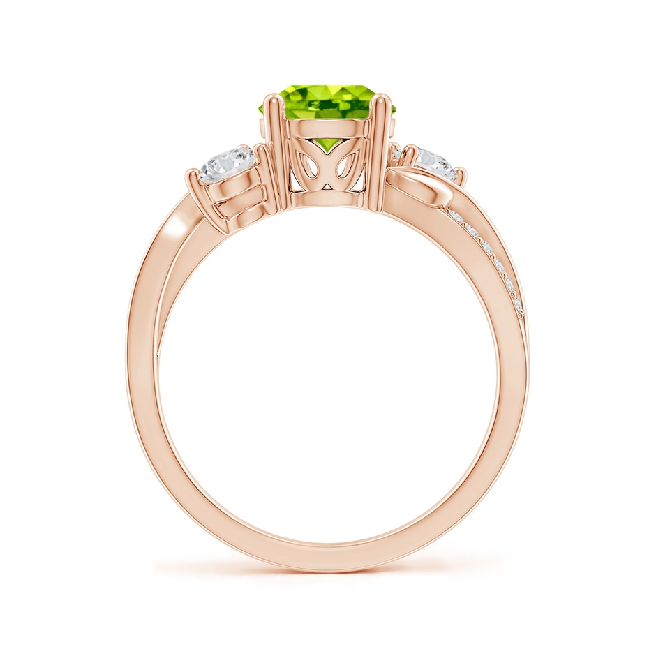 7mm AAA Peridot and Diamond Twisted Vine Ring in Rose Gold side 199