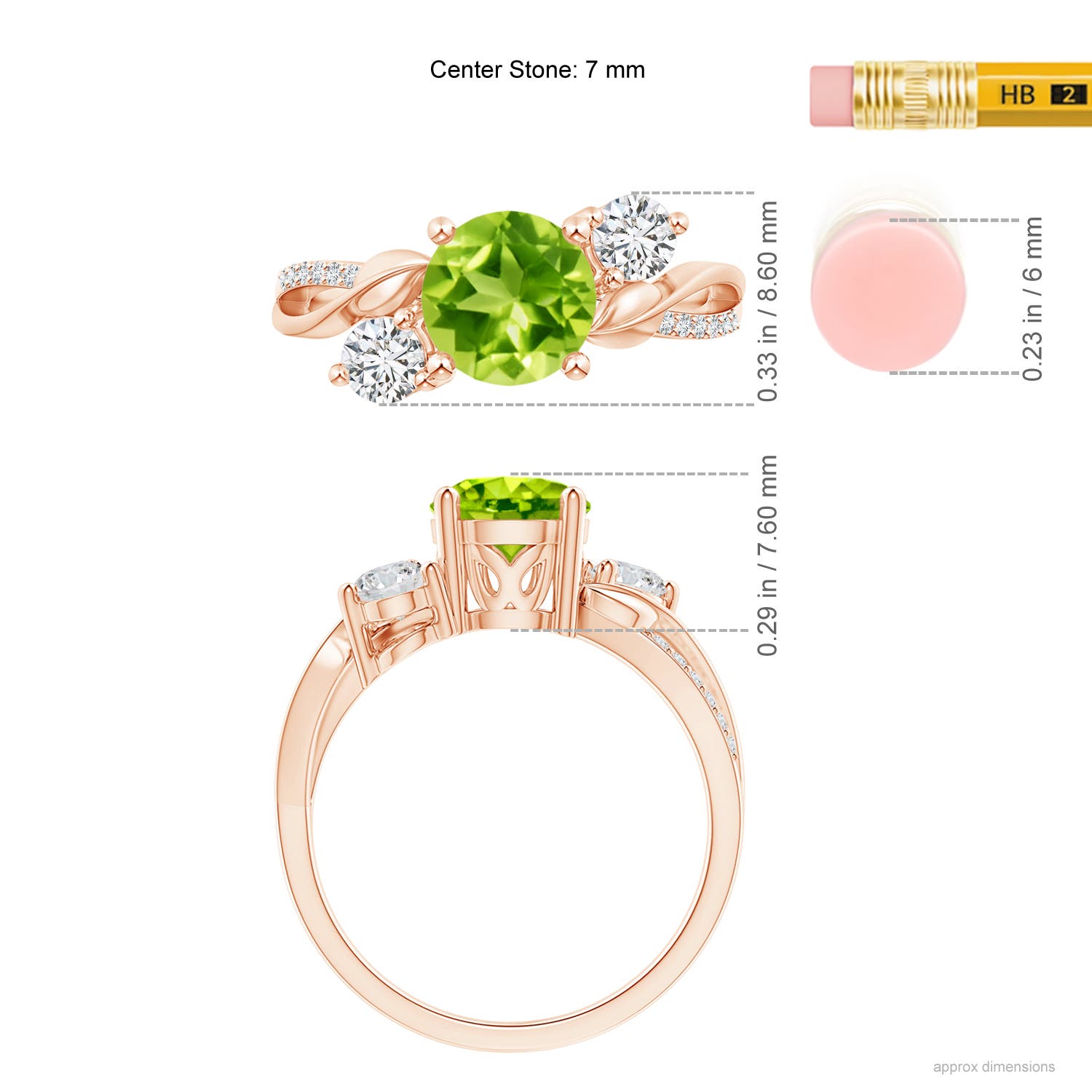 AAA - Peridot / 1.78 CT / 14 KT Rose Gold