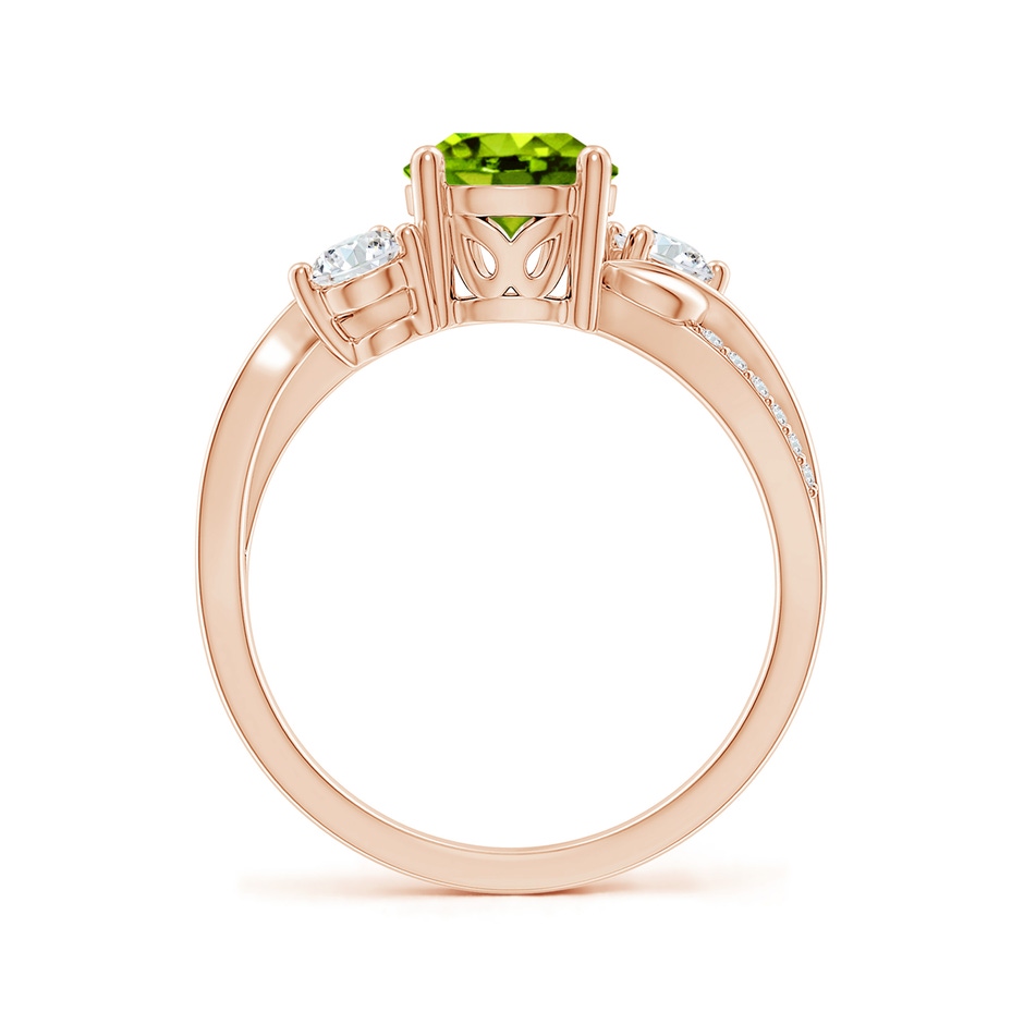 7mm AAAA Peridot and Diamond Twisted Vine Ring in Rose Gold side 199