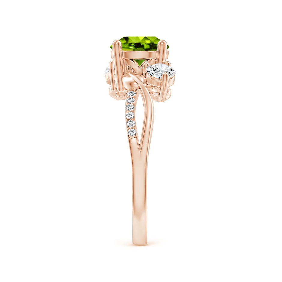 7mm AAAA Peridot and Diamond Twisted Vine Ring in Rose Gold side 299