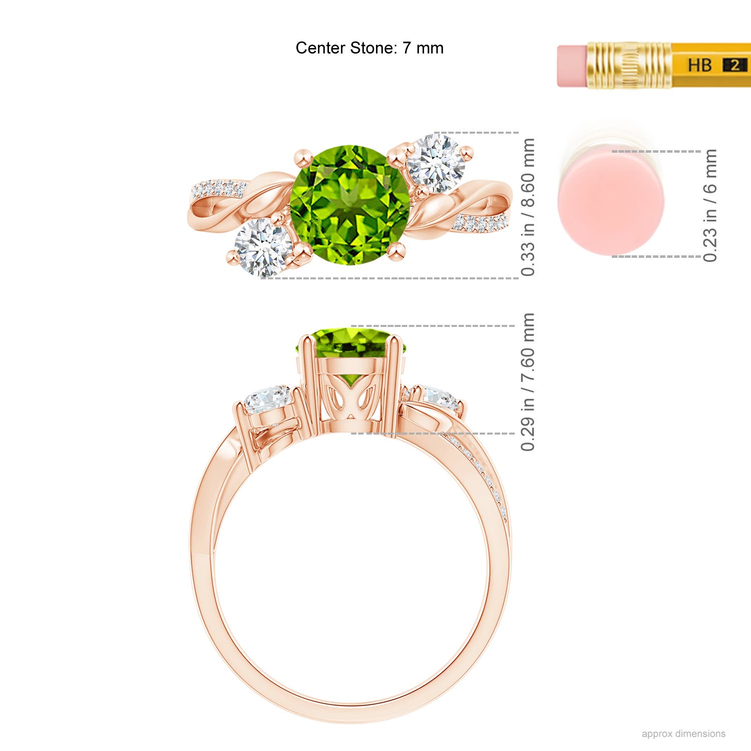 AAAA - Peridot / 1.78 CT / 14 KT Rose Gold