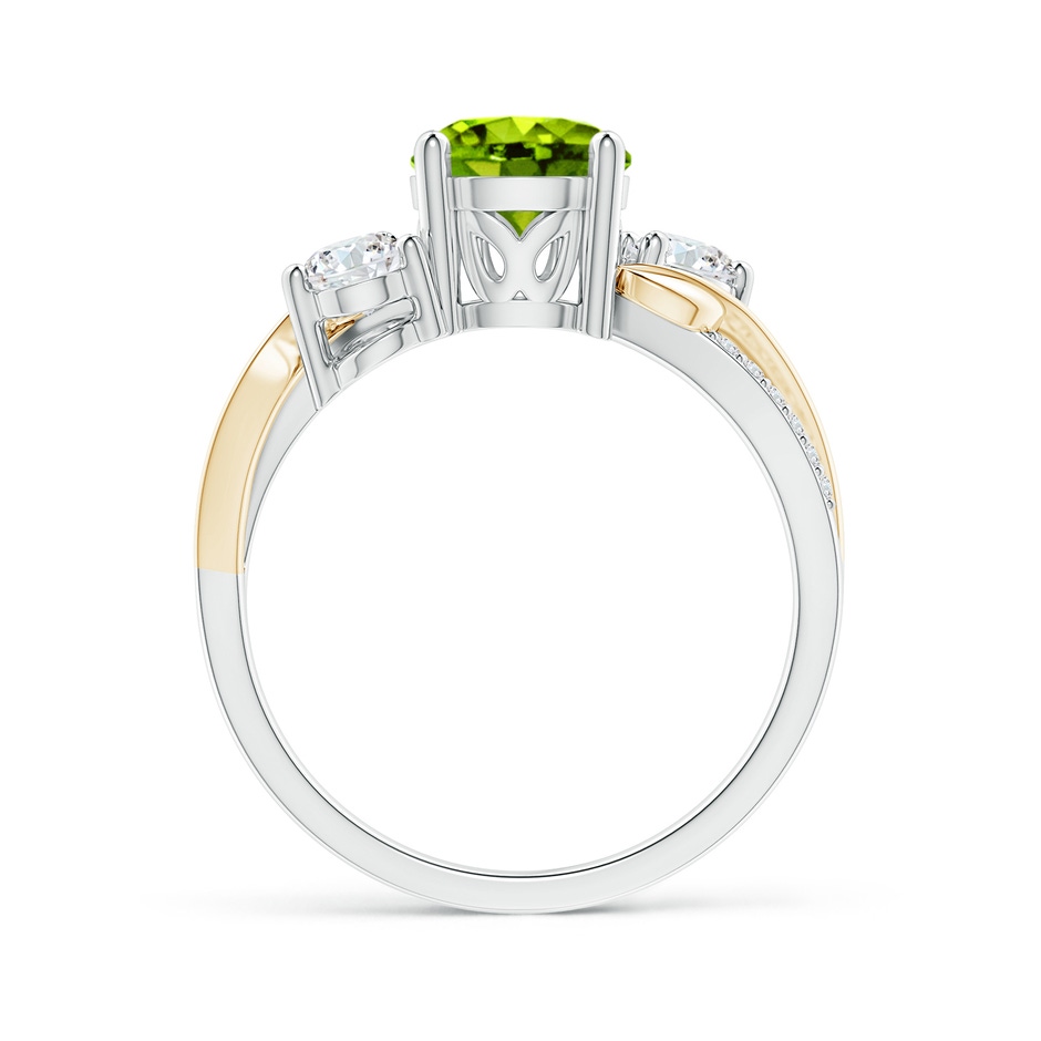 7mm AAAA Peridot and Diamond Twisted Vine Ring in White Gold Yellow Gold side-1