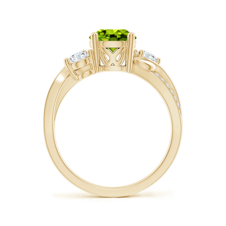 7mm AAAA Peridot and Diamond Twisted Vine Ring in Yellow Gold side 199
