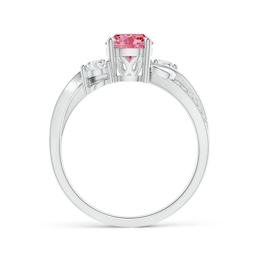 6mm AAAA Fancy Intense Pink and White Diamond Twisted Vine Ring in P950 Platinum - side 199