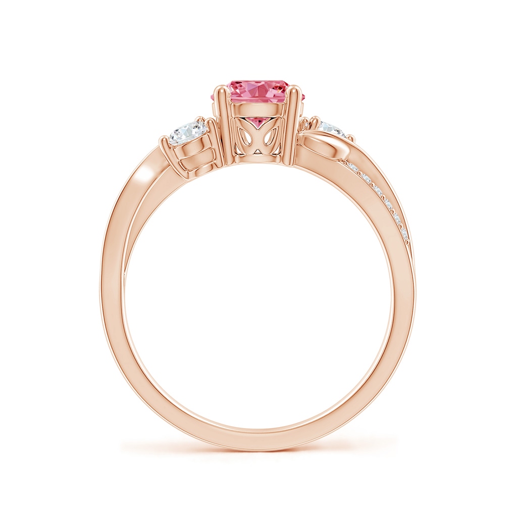 6mm AAAA Fancy Intense Pink and White Diamond Twisted Vine Ring in Rose Gold - side 199