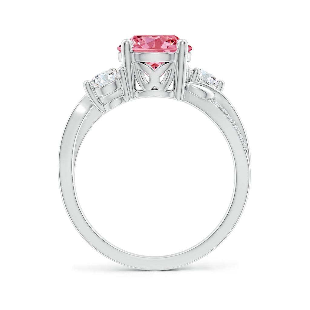 8mm AAAA Fancy Intense Pink and White Diamond Twisted Vine Ring in White Gold - side 199