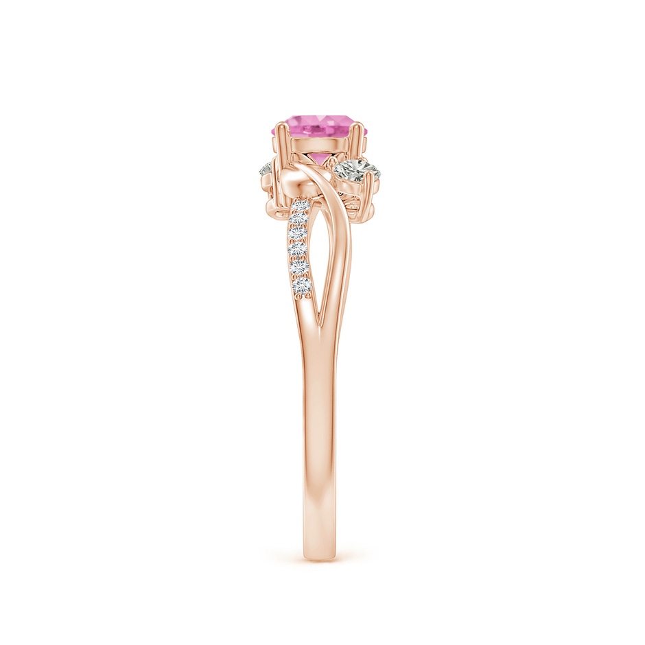5mm A Pink Sapphire and Diamond Twisted Vine Ring in Rose Gold side 299