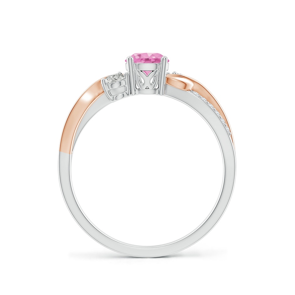 5mm A Pink Sapphire and Diamond Twisted Vine Ring in White Gold Rose Gold side 199