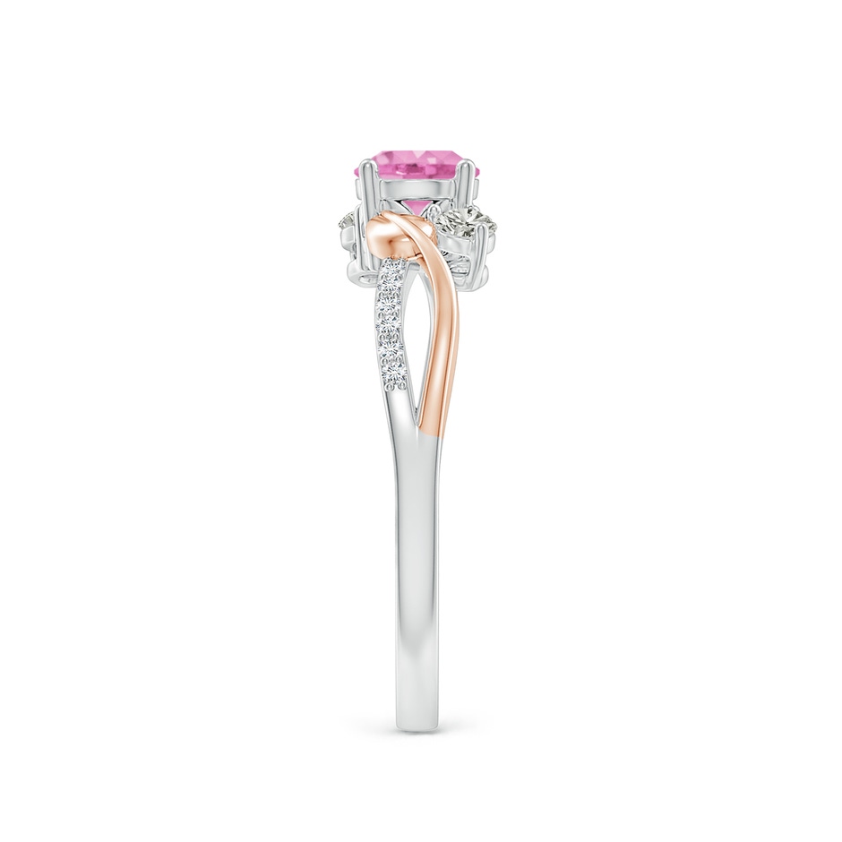 5mm A Pink Sapphire and Diamond Twisted Vine Ring in White Gold Rose Gold side 299