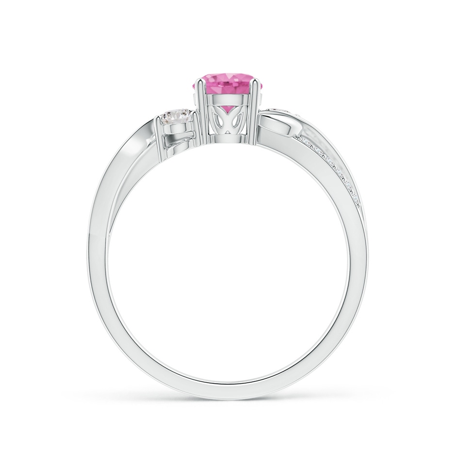 5mm AA Pink Sapphire and Diamond Twisted Vine Ring in White Gold side-1