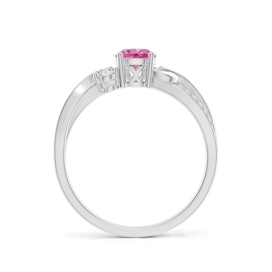 5mm AAA Pink Sapphire and Diamond Twisted Vine Ring in 18K White Gold side 199