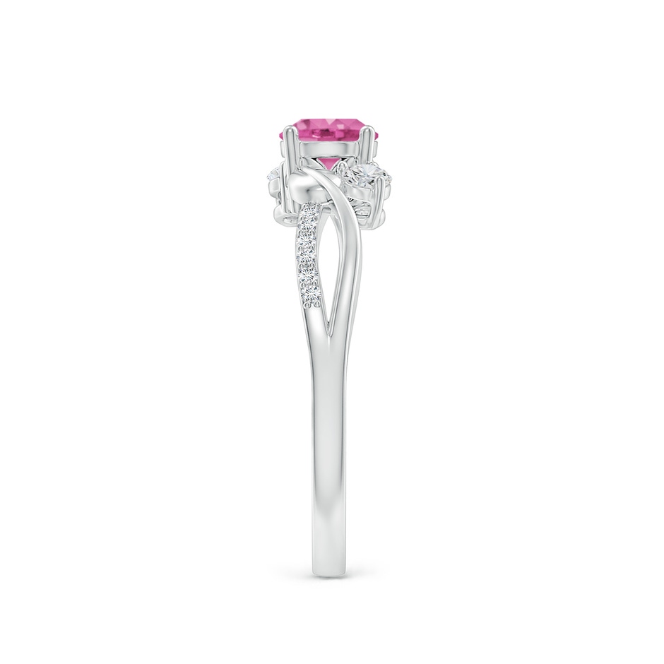 5mm AAA Pink Sapphire and Diamond Twisted Vine Ring in 18K White Gold side 299