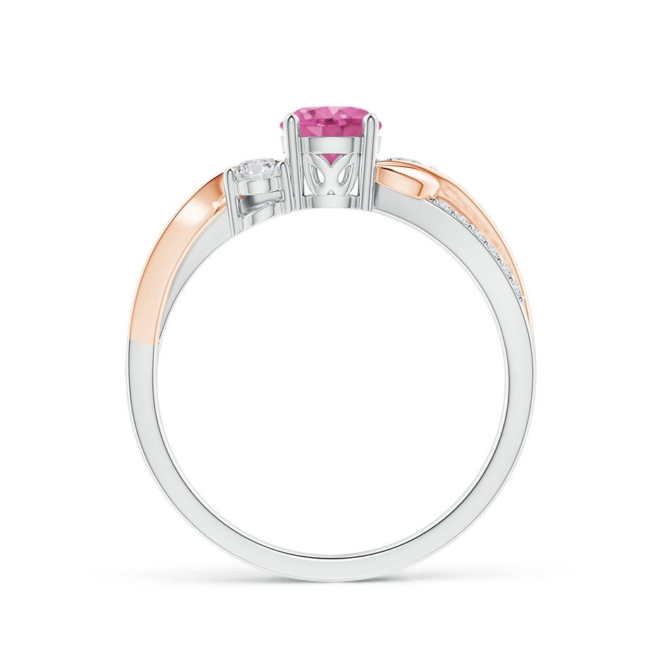 5mm AAA Pink Sapphire and Diamond Twisted Vine Ring in White Gold Rose Gold side-1