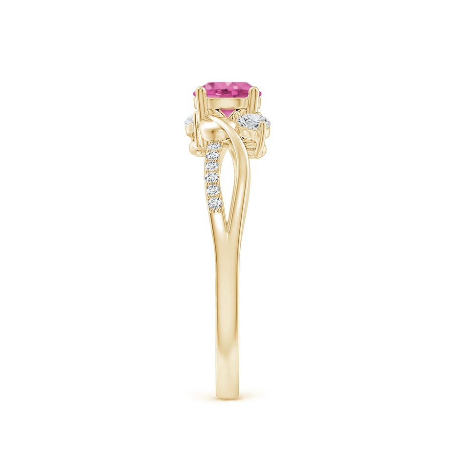 5mm AAA Pink Sapphire and Diamond Twisted Vine Ring in Yellow Gold side 299