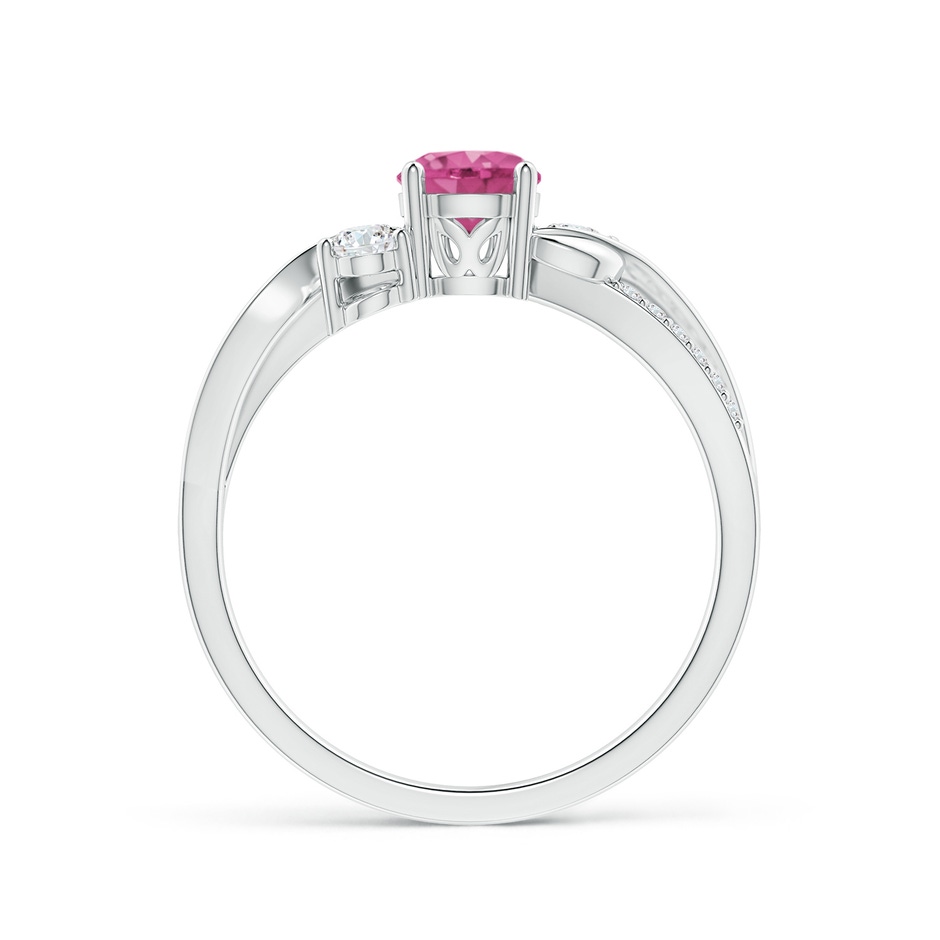 5mm AAAA Pink Sapphire and Diamond Twisted Vine Ring in White Gold side-1