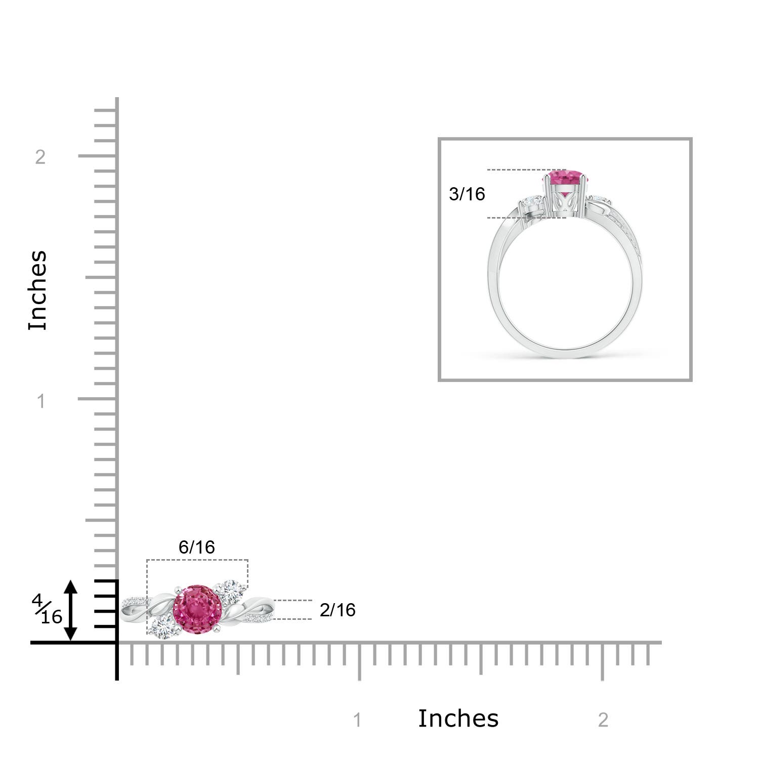 AAAA - Pink Sapphire / 0.8 CT / 14 KT White Gold