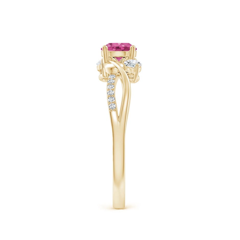 5mm AAAA Pink Sapphire and Diamond Twisted Vine Ring in Yellow Gold side 299