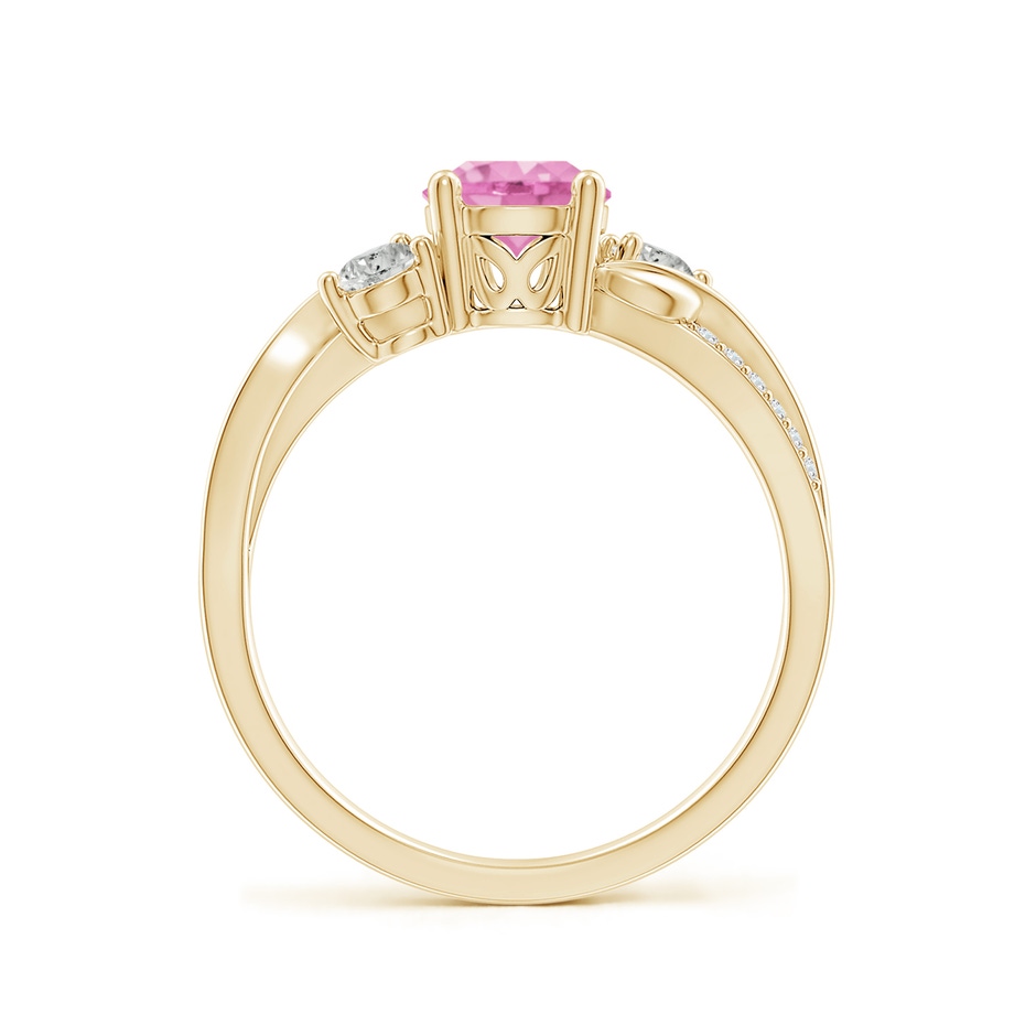 6mm A Pink Sapphire and Diamond Twisted Vine Ring in Yellow Gold side 199