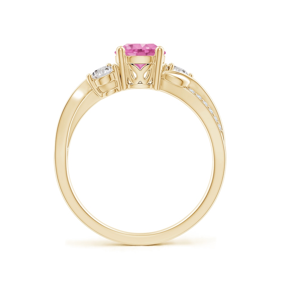 6mm AA Pink Sapphire and Diamond Twisted Vine Ring in Yellow Gold side 199