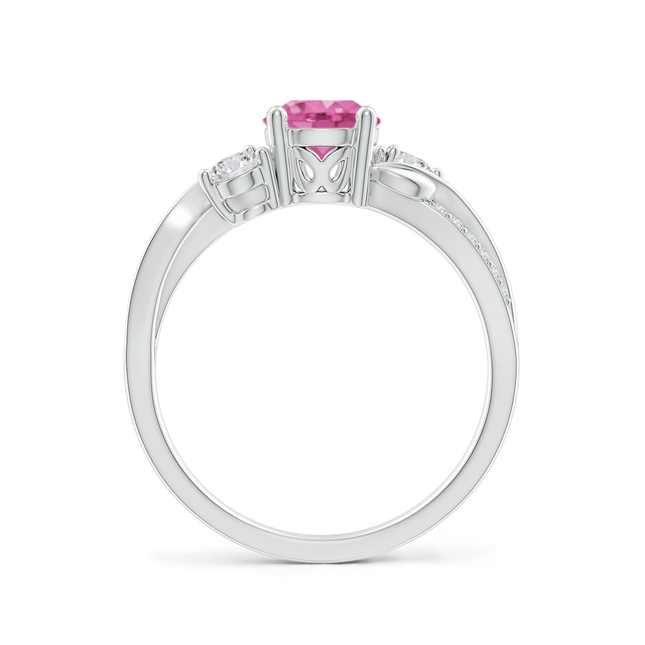 6mm AAA Pink Sapphire and Diamond Twisted Vine Ring in White Gold side 199