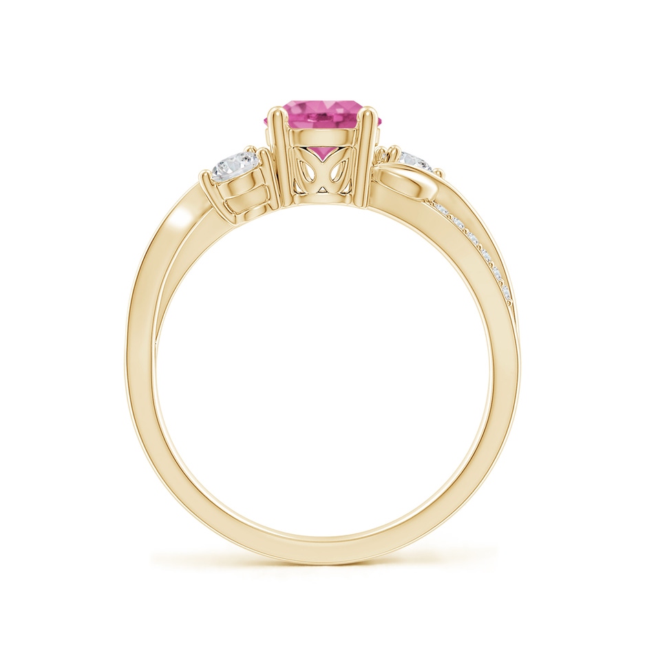 6mm AAA Pink Sapphire and Diamond Twisted Vine Ring in Yellow Gold side 199