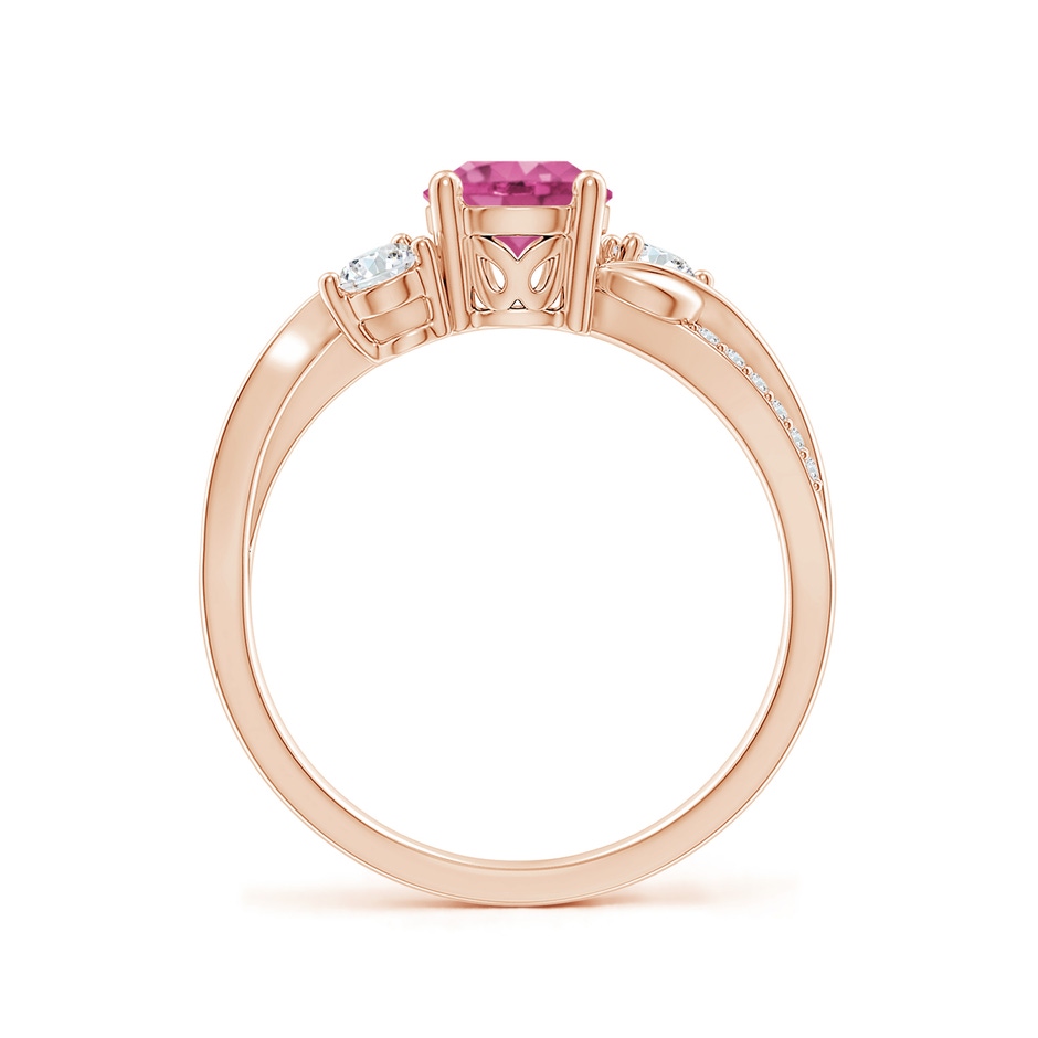 6mm AAAA Pink Sapphire and Diamond Twisted Vine Ring in 18K Rose Gold side 199
