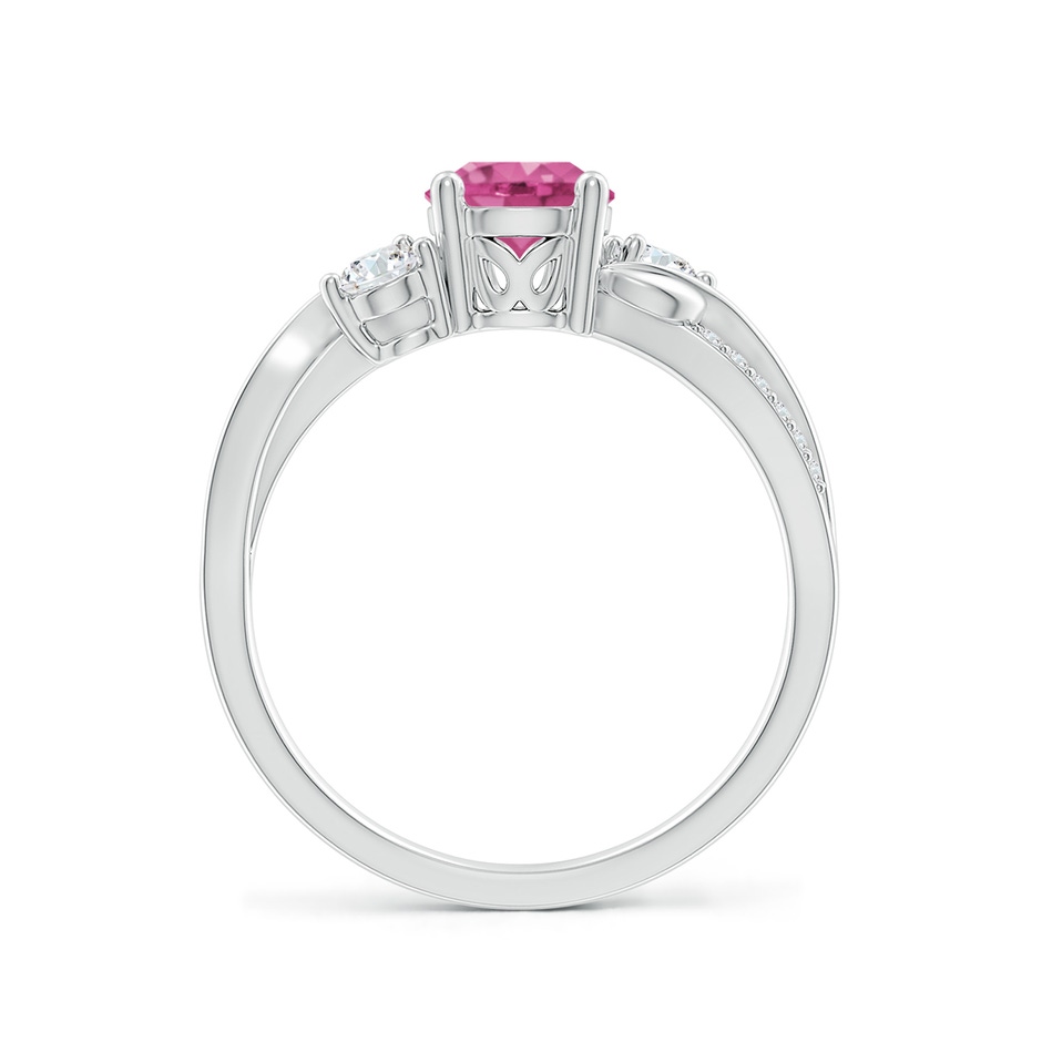 6mm AAAA Pink Sapphire and Diamond Twisted Vine Ring in White Gold side 199