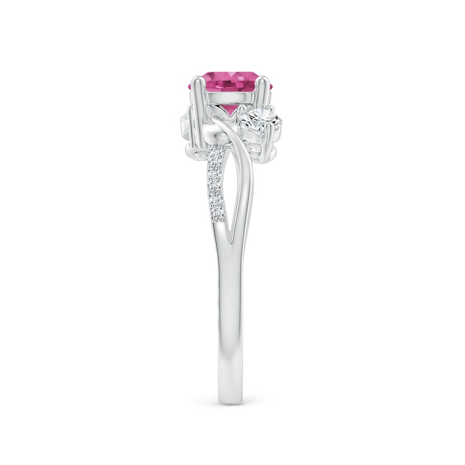6mm AAAA Pink Sapphire and Diamond Twisted Vine Ring in White Gold side 299