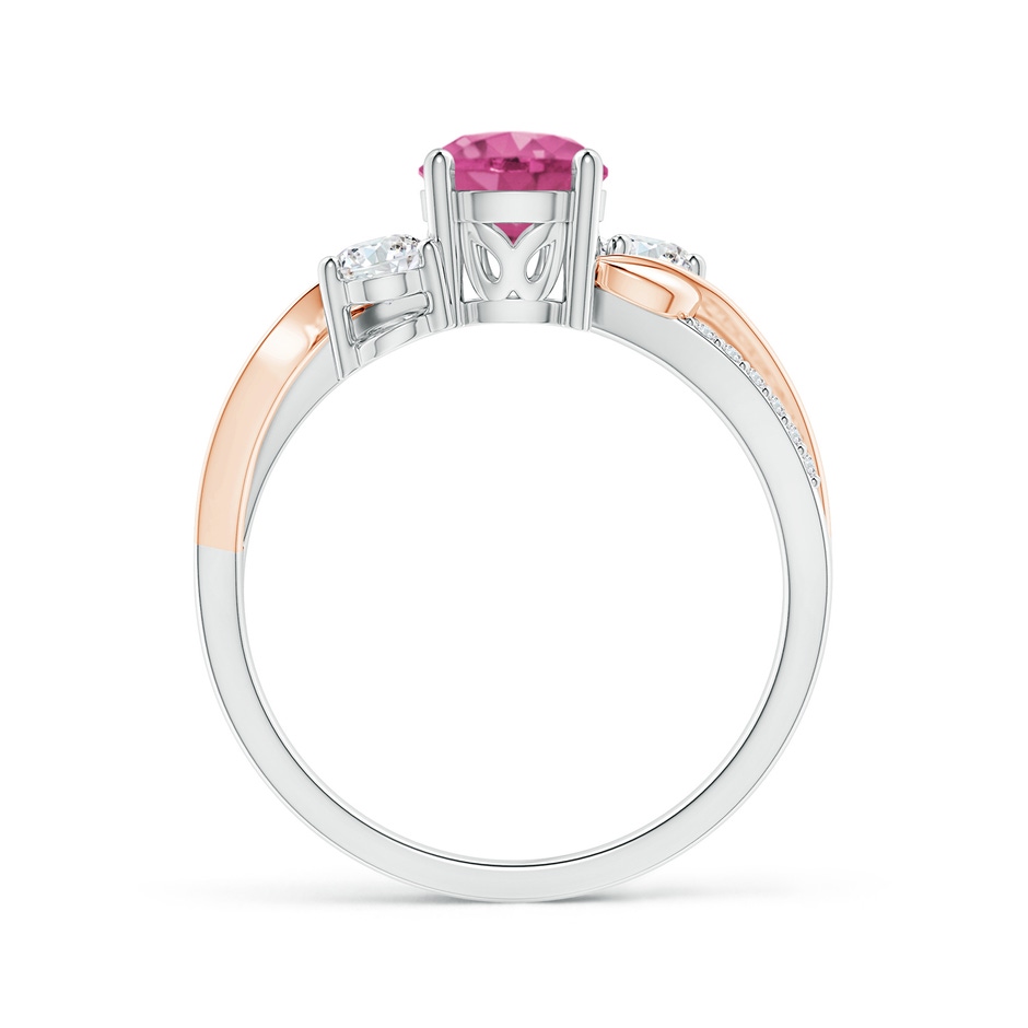 6mm AAAA Pink Sapphire and Diamond Twisted Vine Ring in White Gold Rose Gold side-1