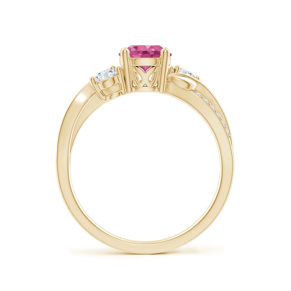 6mm AAAA Pink Sapphire and Diamond Twisted Vine Ring in Yellow Gold side 199