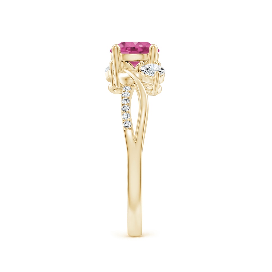 6mm AAAA Pink Sapphire and Diamond Twisted Vine Ring in Yellow Gold side 299
