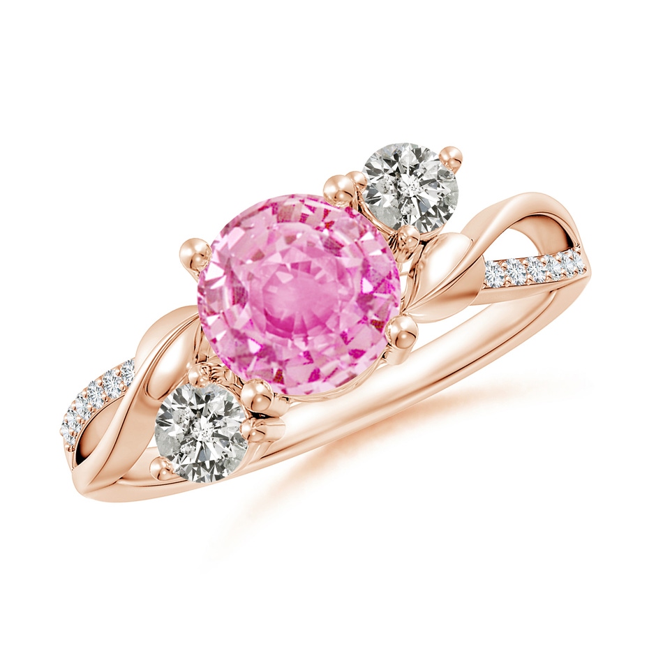 7mm A Pink Sapphire and Diamond Twisted Vine Ring in Rose Gold 