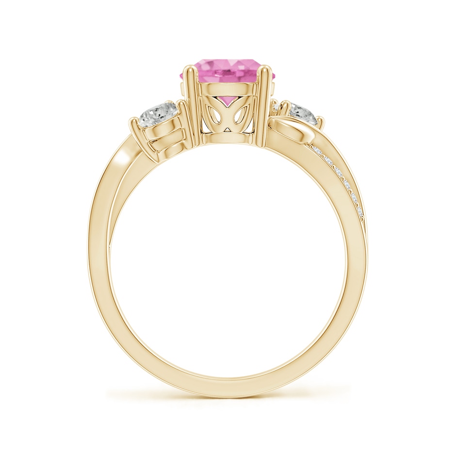 7mm A Pink Sapphire and Diamond Twisted Vine Ring in Yellow Gold side 199