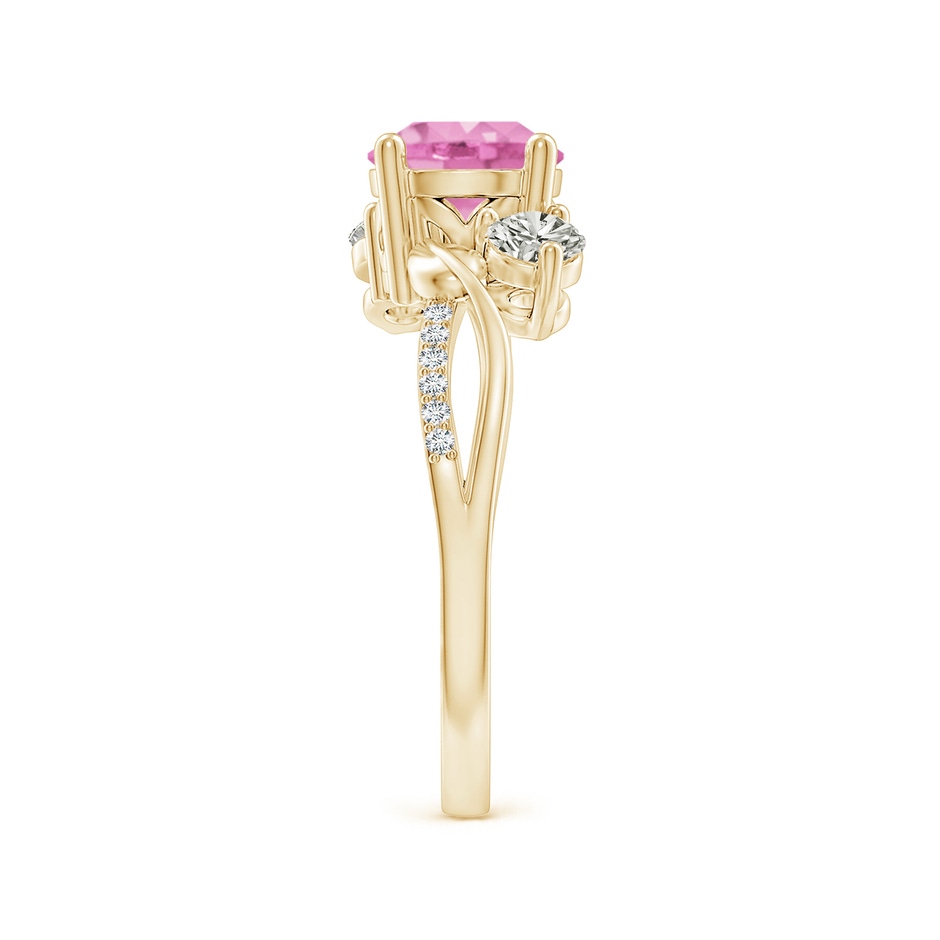 7mm A Pink Sapphire and Diamond Twisted Vine Ring in Yellow Gold side 299