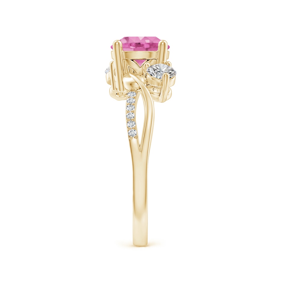 7mm AA Pink Sapphire and Diamond Twisted Vine Ring in 18K Yellow Gold side 299