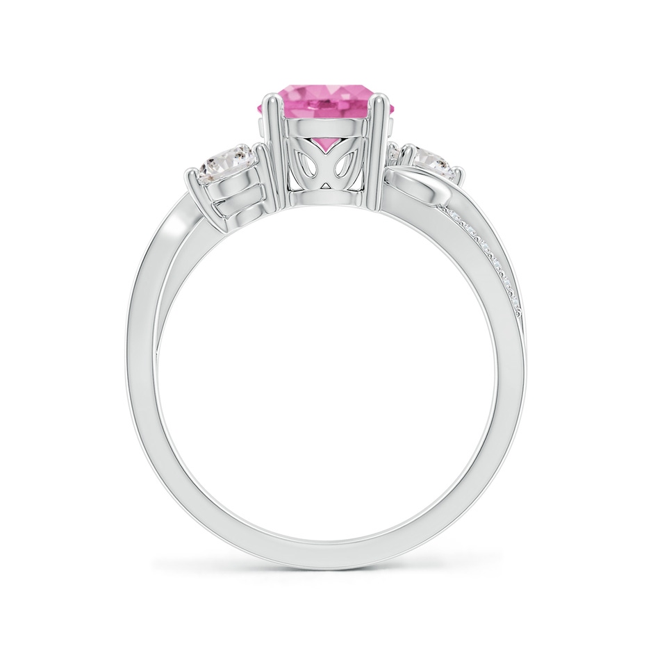 7mm AA Pink Sapphire and Diamond Twisted Vine Ring in White Gold side 199