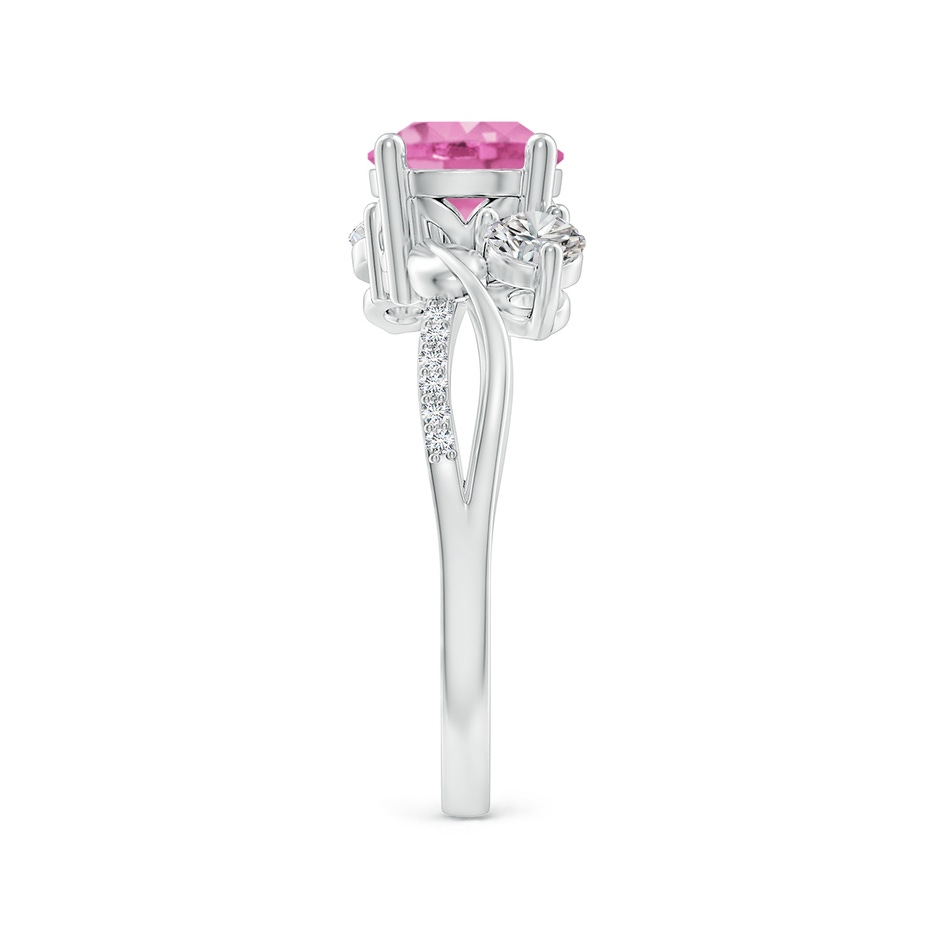 7mm AA Pink Sapphire and Diamond Twisted Vine Ring in White Gold side 299