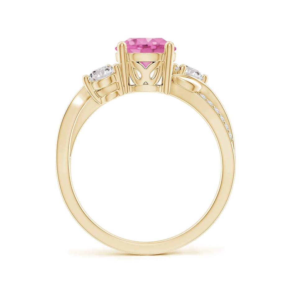 7mm AA Pink Sapphire and Diamond Twisted Vine Ring in Yellow Gold side 199