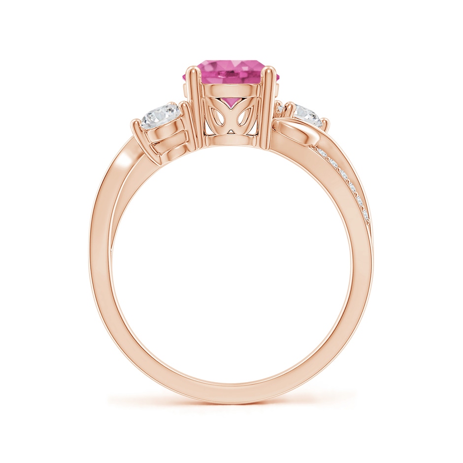 7mm AAA Pink Sapphire and Diamond Twisted Vine Ring in 18K Rose Gold side 199