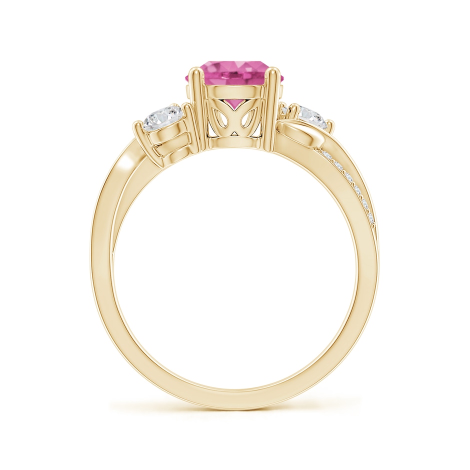 7mm AAA Pink Sapphire and Diamond Twisted Vine Ring in Yellow Gold side 199