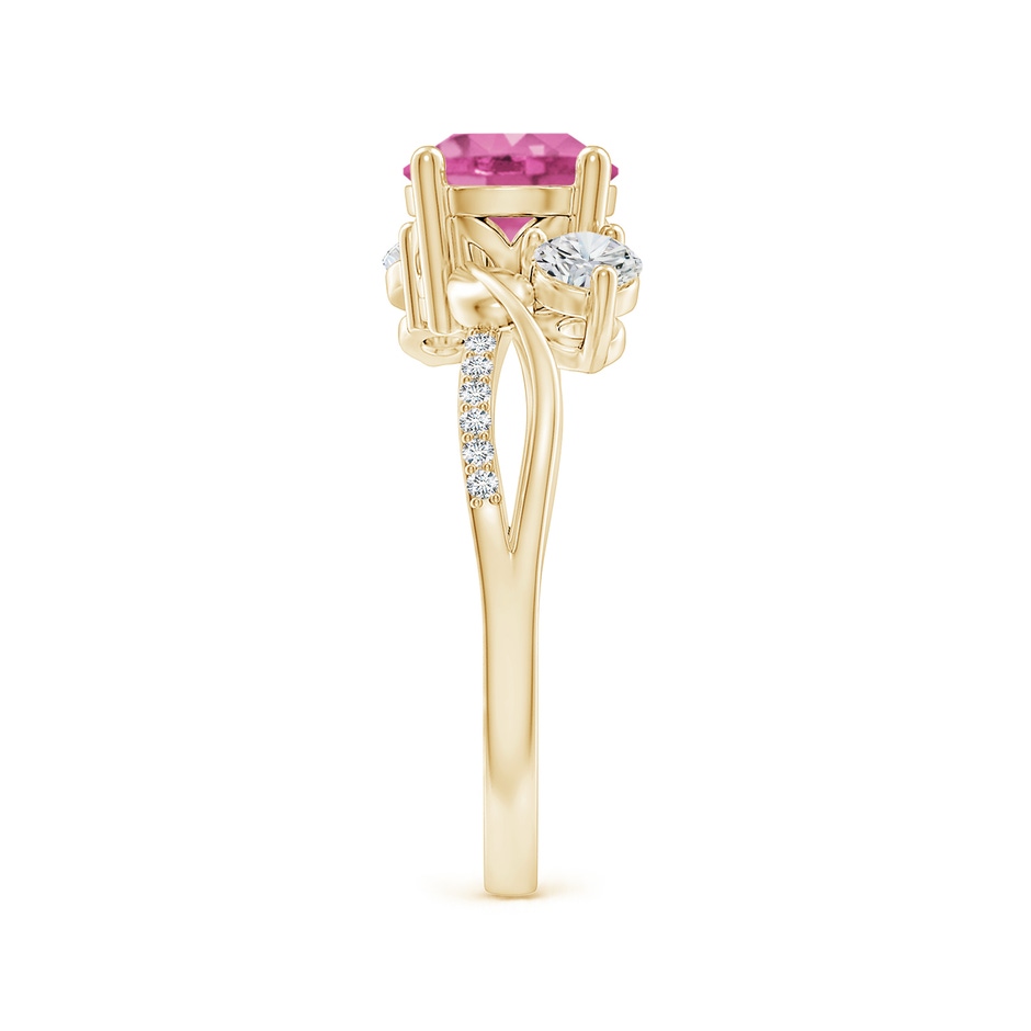 7mm AAA Pink Sapphire and Diamond Twisted Vine Ring in Yellow Gold side 299