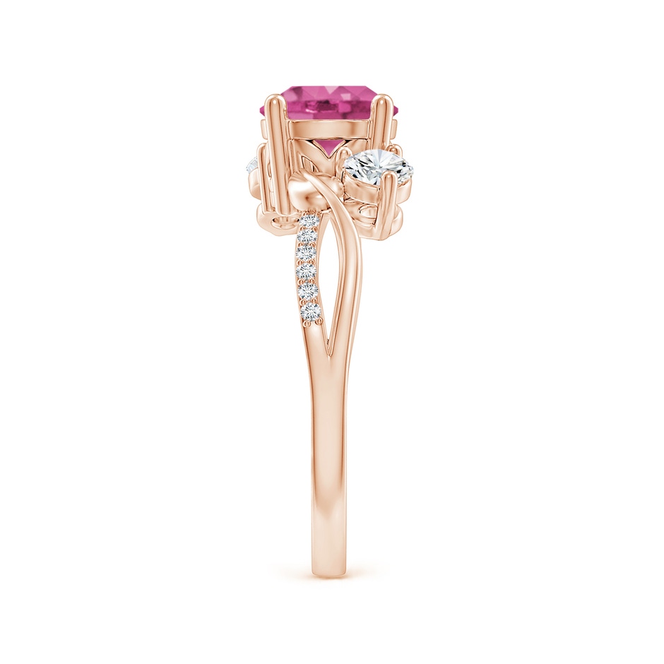 7mm AAAA Pink Sapphire and Diamond Twisted Vine Ring in 18K Rose Gold side 299