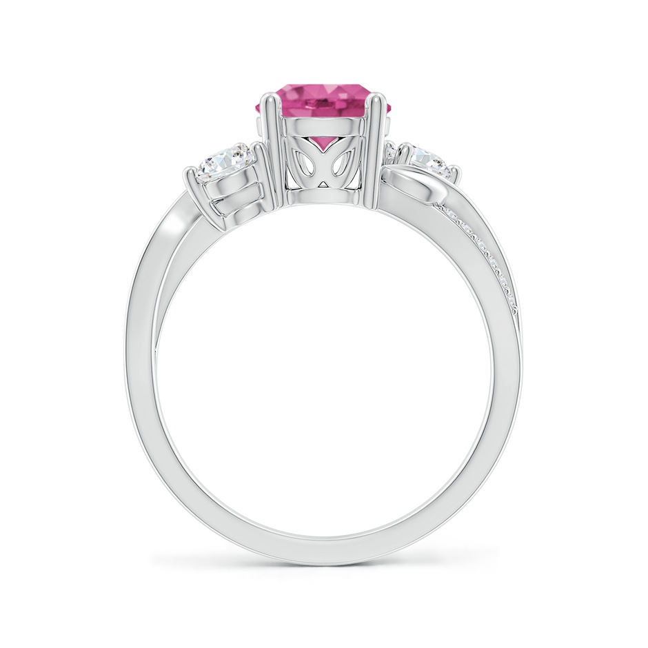 7mm AAAA Pink Sapphire and Diamond Twisted Vine Ring in P950 Platinum side 199